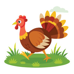 Turkey running in the field shilhotee vector isolated on white background 
