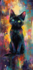 Vibrant and colorful portrait of a cat.