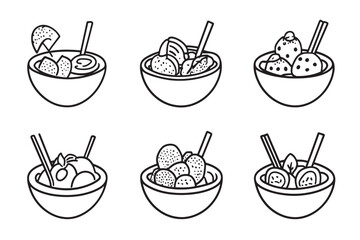 Acai Bowl Outline Illustration