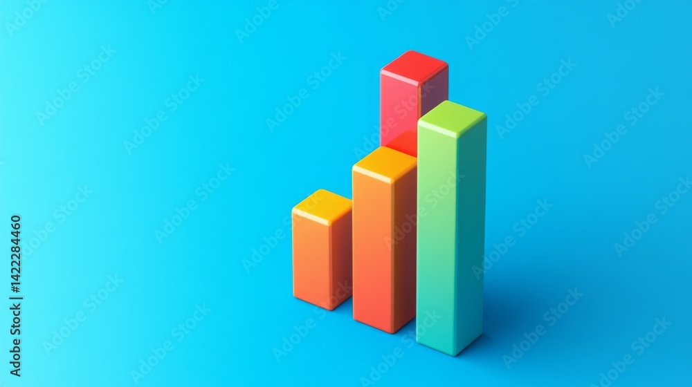 Aufkleber a d bar graph with a clear upward trend, featuring a gradient of colors from red to green, symbolizi