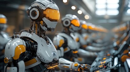 Fototapeta premium Futuristic Robot Assembly Line