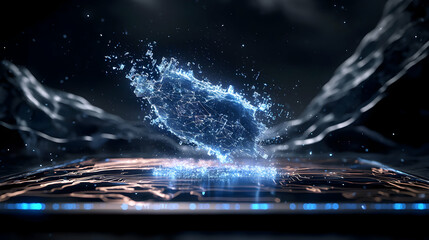 Digital data visualized. A glowing core of interconnected networks. Suitable for technology promotions or futuristic design projects. Showcasing innovation and progress.