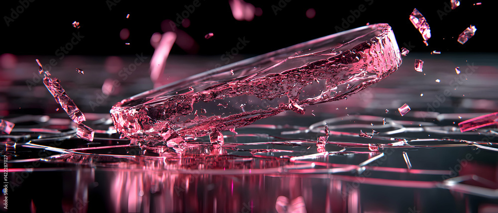 Poster shattered glass artwork showcasing dynamic motion and fragmented forms. suitable for abstract design