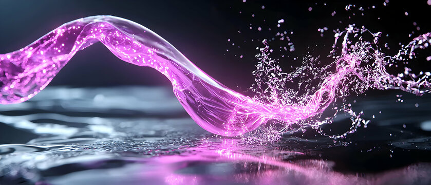 Abstract representation of a flowing liquid. Suitable for product visuals or promotional materials. Evokes a sense of movement and energy. Ideal for tech or beauty.