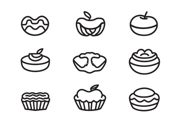 Apple Pie Line Drawing Icons
