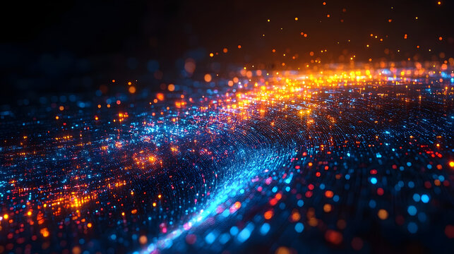 Funnel representing big data analytics, processing digital information into insights