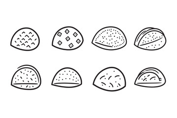 Arepa line art icon set