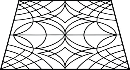 Obraz premium Abstract Black Line Mosaic with Grid and Curvy Shape on White Backdrop
