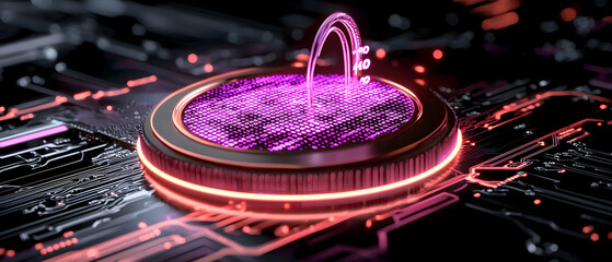 An abstract image of a CPU processing data. Suggests advanced computing technology with an emphasis on speed and efficiency. Ideal for tech presentations or futuristic visuals.