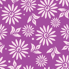 Vintage seamless floral pattern. Liberty style background of small mauve and lilac flowers. Small flowers scattered over a white background. Stock for printing on surfaces
