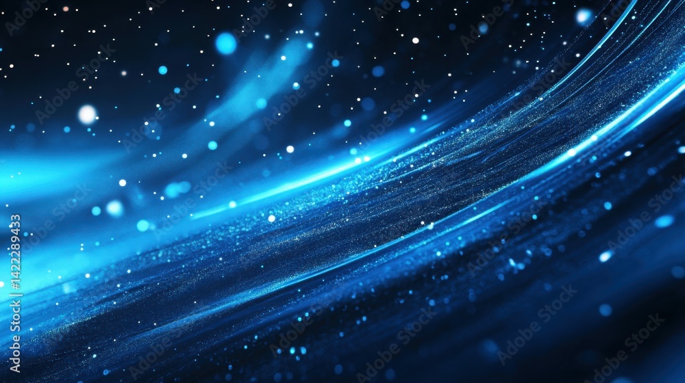 Poster mesmerizing blue bokeh lights in soft motion blur for abstract and dreamy backgrounds.