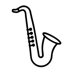 Outline of a saxophone in a minimalist style, icon, vector 