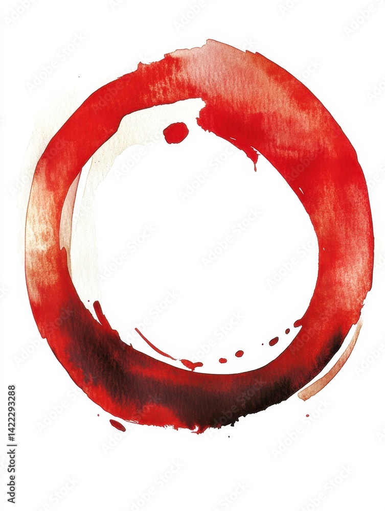 Poster artistic red watercolor circle on white canvas background creates a modern and abstract design eleme