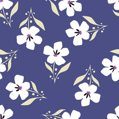 Cute floral pattern. Seamless vector pattern. Elegant template for fashion prints. Small pink and blue flowers for folk print. White background. Stock vector