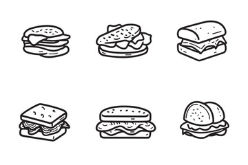 Bacon Sandwich Minimalist 2D Line Art Design