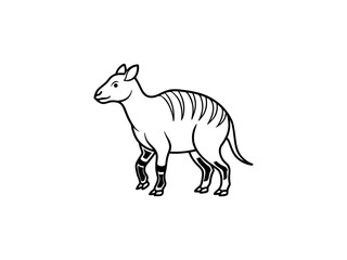 A black and white line drawing of a young Extinct Animals .