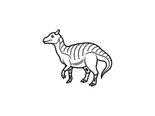 A black and white line drawing of a young Extinct Animals .
