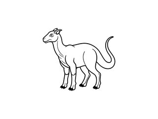 A black and white line drawing of a young Extinct Animals .