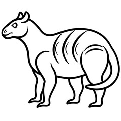 A black and white line drawing of a young Extinct Animals .