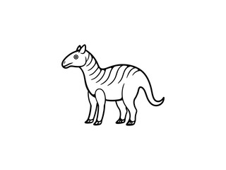 A black and white line drawing of a young Extinct Animals .