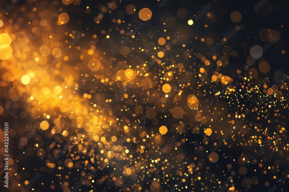 Poster a captivating image featuring a cascade of golden dust particles, creating a shimmering effect again
