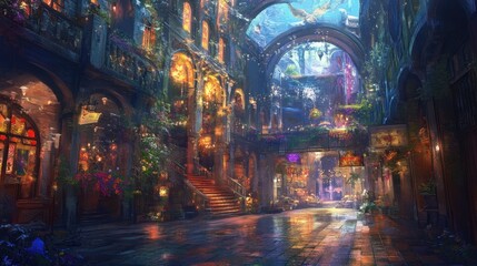 Obraz premium Vibrant Fantasy Adventure Game World: An Immersive and Interactive Experience