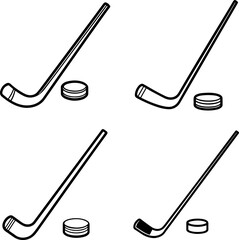 A Set of hockey stick silhouette vector illustration