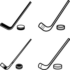 A Set of hockey stick silhouette vector illustration