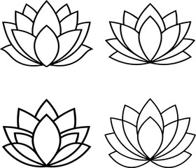 A Set of lotus outline vector illustration