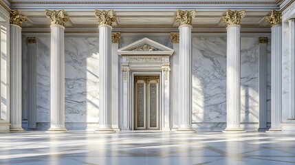 Obraz premium Elegant classical mansion with columns under warm evening lighting high resolution picture