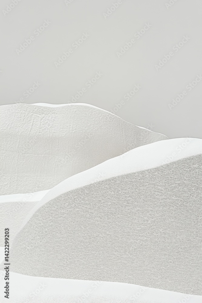 Poster minimalist white landscape with textured hills and soft lighting for abstract backgrounds and produc