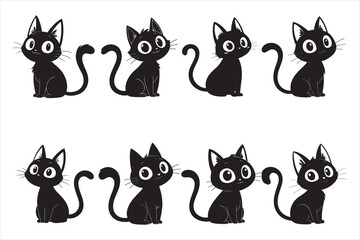 Fototapeta premium A black silhouette of cartoon cat.