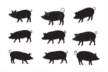 A bold black pig silhouette.
