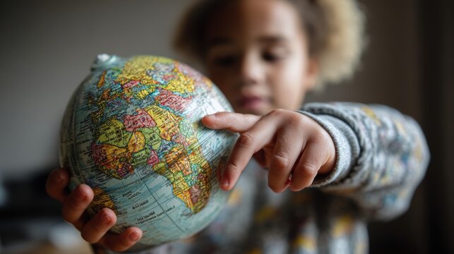 Young person exploring a globe travel education and global exploration