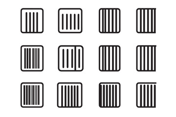 Barcode Icon Minimalist 2D Line Art Vector