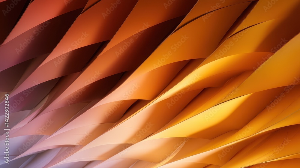 Poster abstract waves of orange and gold creating a dynamic visual flow in a smooth gradient