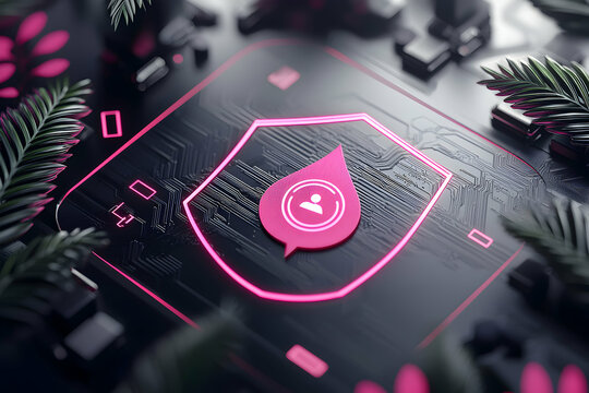 A conceptual image merging technology and nature. It features a circuit board a droplet icon and leafy elements suggesting a secure digital identity. Could be used for security branding. - Powered by Adobe