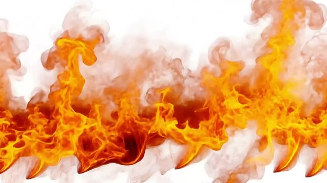fire and flames rise from bottom of screen