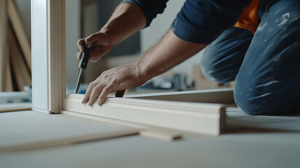Carpenter Working on Wood Assembly