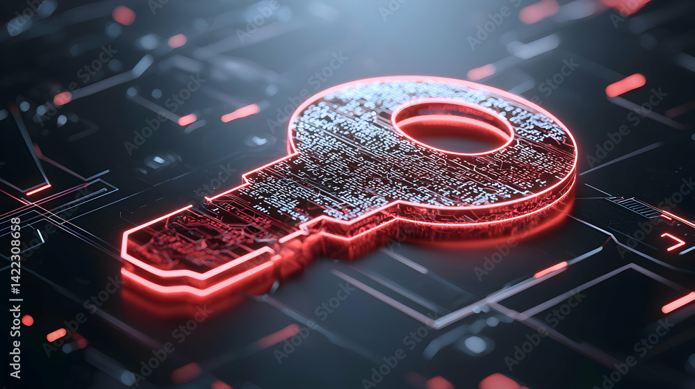 Aufkleber a glowing digital key symbolizes data security. it represents secure access and protection in the di