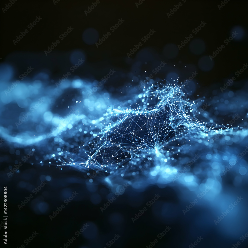 Aufkleber abstract blue digital network design. suitable for technology websites or data science presentations
