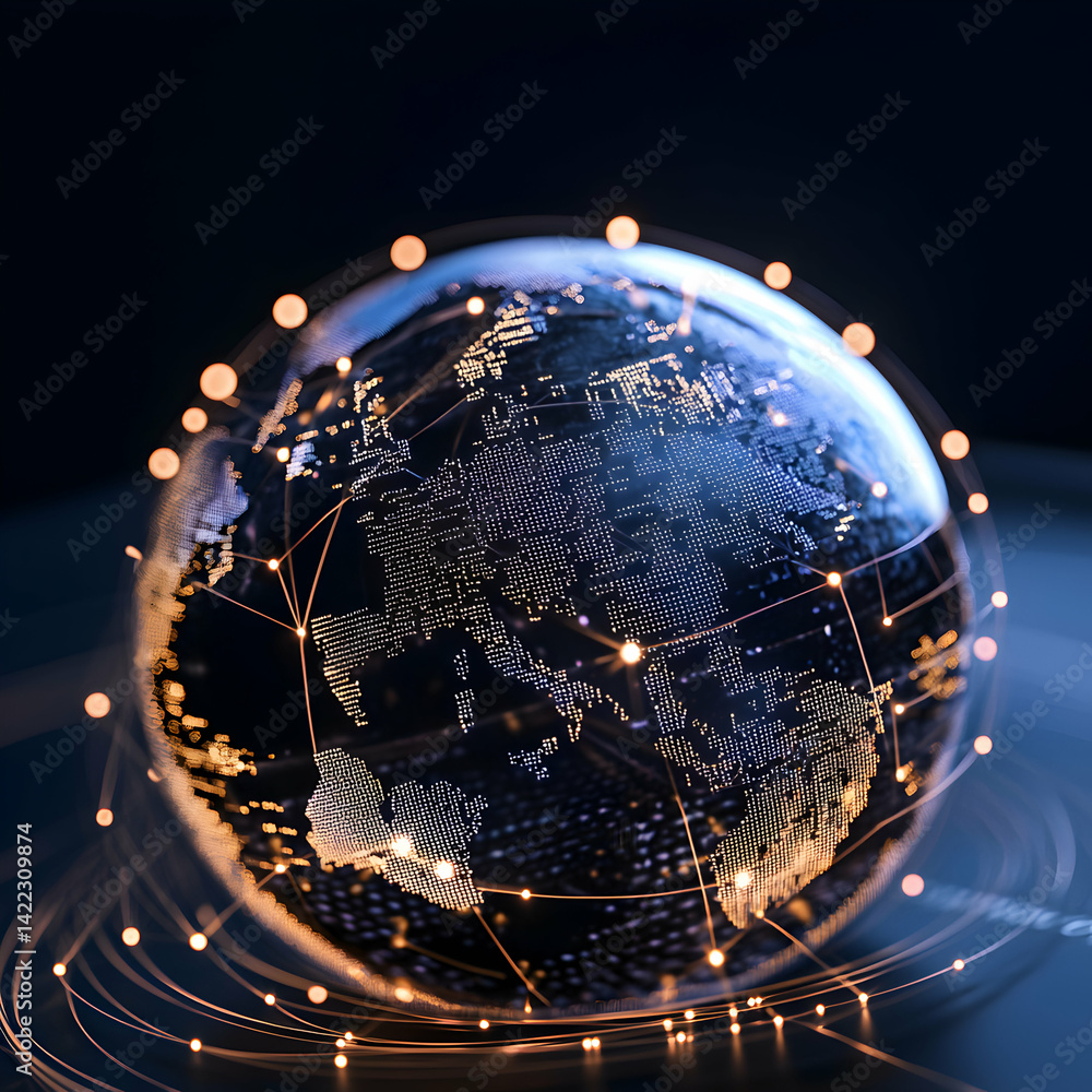 Aufkleber this image depicts a glowing globe with interconnected networks. it suggests global connectivity and