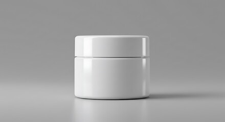 White Jar with Lid on Gray Background