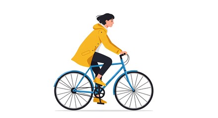 Fototapeta premium Woman Ride Bike Illustration