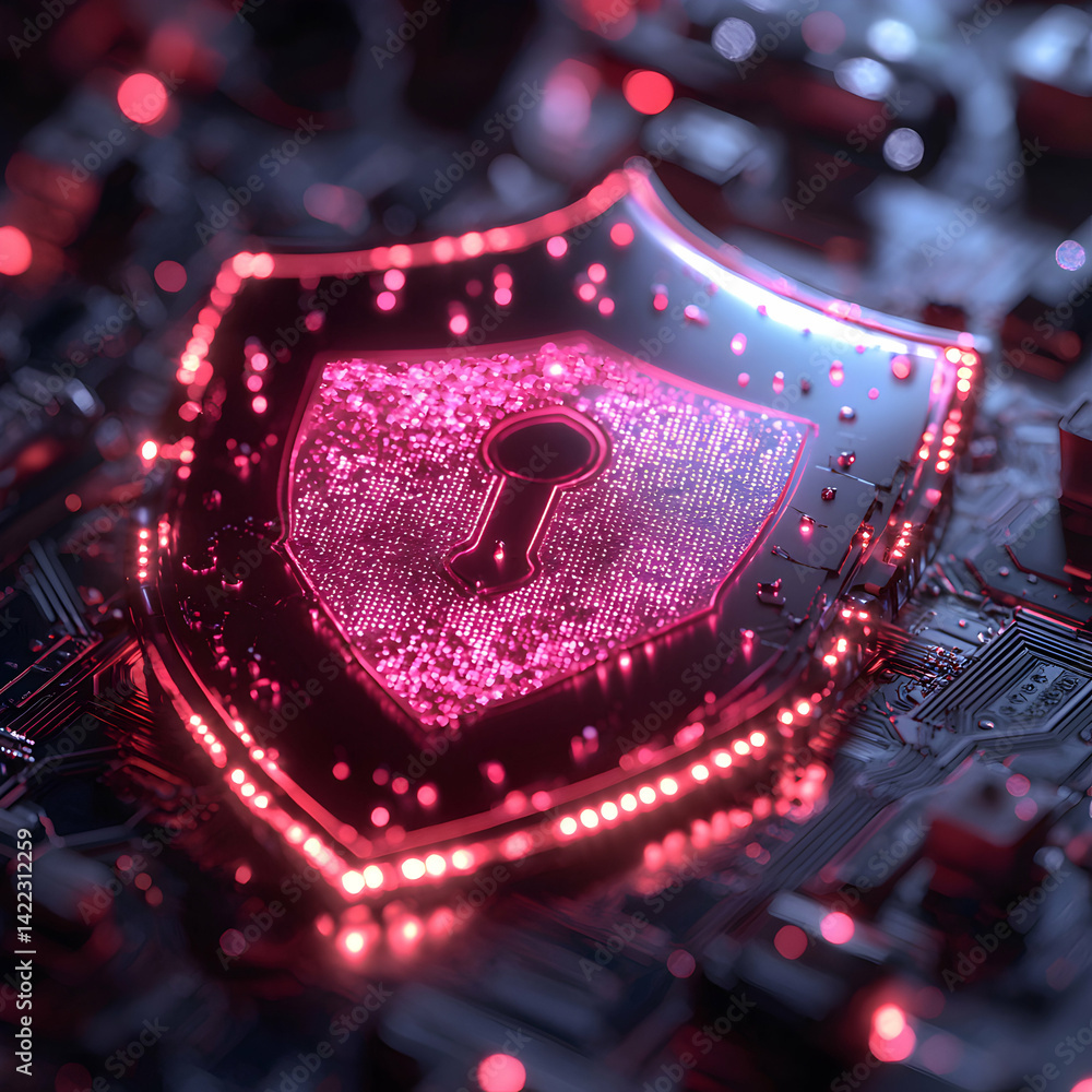 Aufkleber cybersecurity shield graphic. represents digital security privacy and protection. ideal for websites