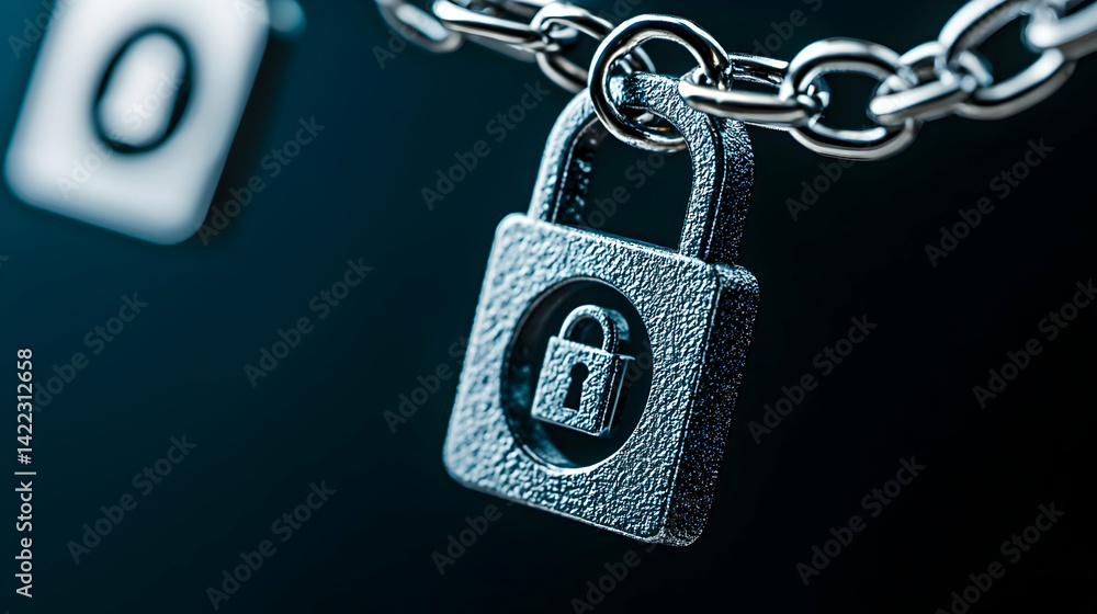 Aufkleber a detailed image of a lock and chain emphasizes security and privacy. it could symbolize protecting 