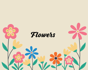 Obraz premium Cheerful Floral Vector Illustration: Bright, Whimsical Flower Garden Design