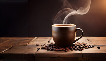 Coffee background with lots of coffee beans on the floor 