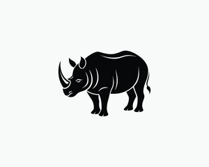 rhino strong horned beast vector illustration design 