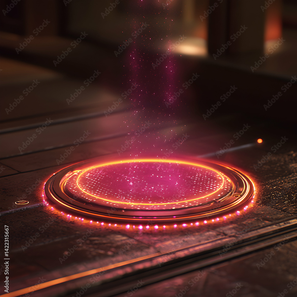 Poster futuristic portal emitting energy beams. apply this visual effect in sci-fi or digital art projects 